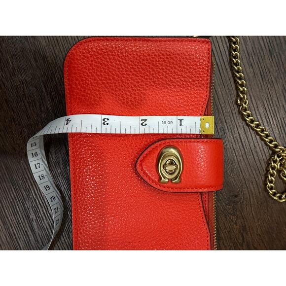 NWOT COACH's Pebbled Leather Crossbody Bag Red - Picture 8 of 10